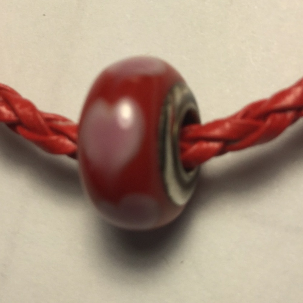 Faux Leather Braided Bead Charm w/ Bead - Picture 2 of 2
